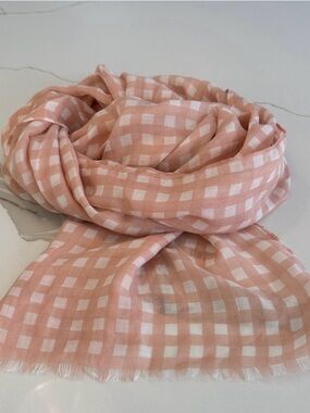 J. Crew Pink Gingham Scarf